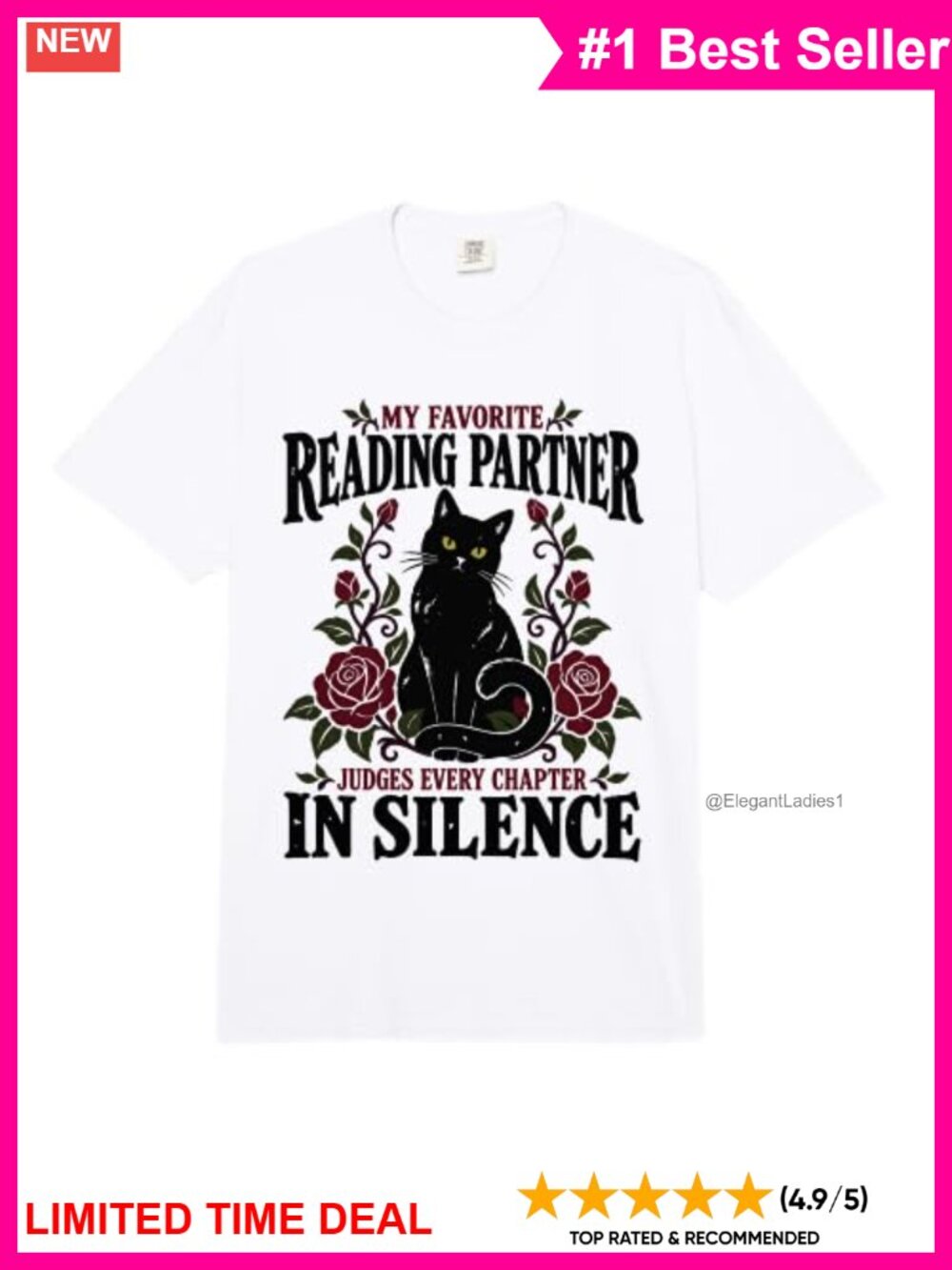 Comfort Colors Adult Heavyweight Unisex T-Shirt Black Cat Book Lover Reading